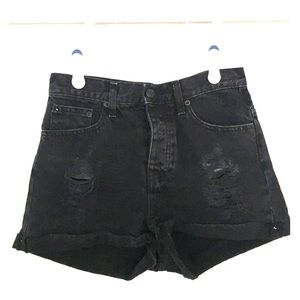 High Waisted Distressed Denim Shorts